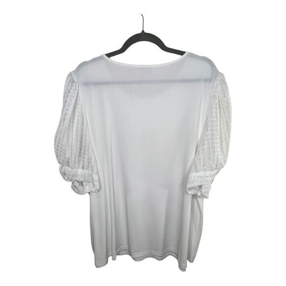 Calvin Klein White Puff Sleeve Blouse Size 2X - Picture 4 of 7